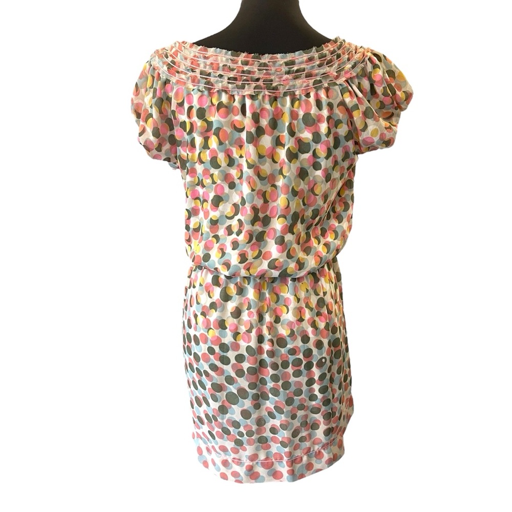 Max Studio Multi-Colour Pastel Dot Smocked Waist Blouson Dress (M) - Picture 9 of 15